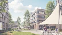Gewerbecamupus in Hoz-Hybrid Bauweise, DGNB Zertifizierung Platin
